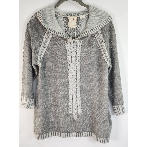 Anthropologie Sweaters - Anthropologie Far Away From Close Women's M Boho Lightweight Hooded Linen Wool